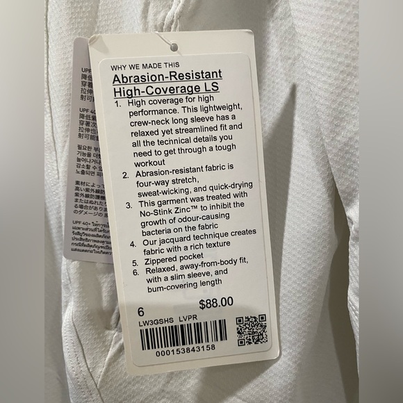New Lululemon Abrasion-Resistant High-Coverage Long Sleeve Shirt - Size 6 - Picture 6 of 7